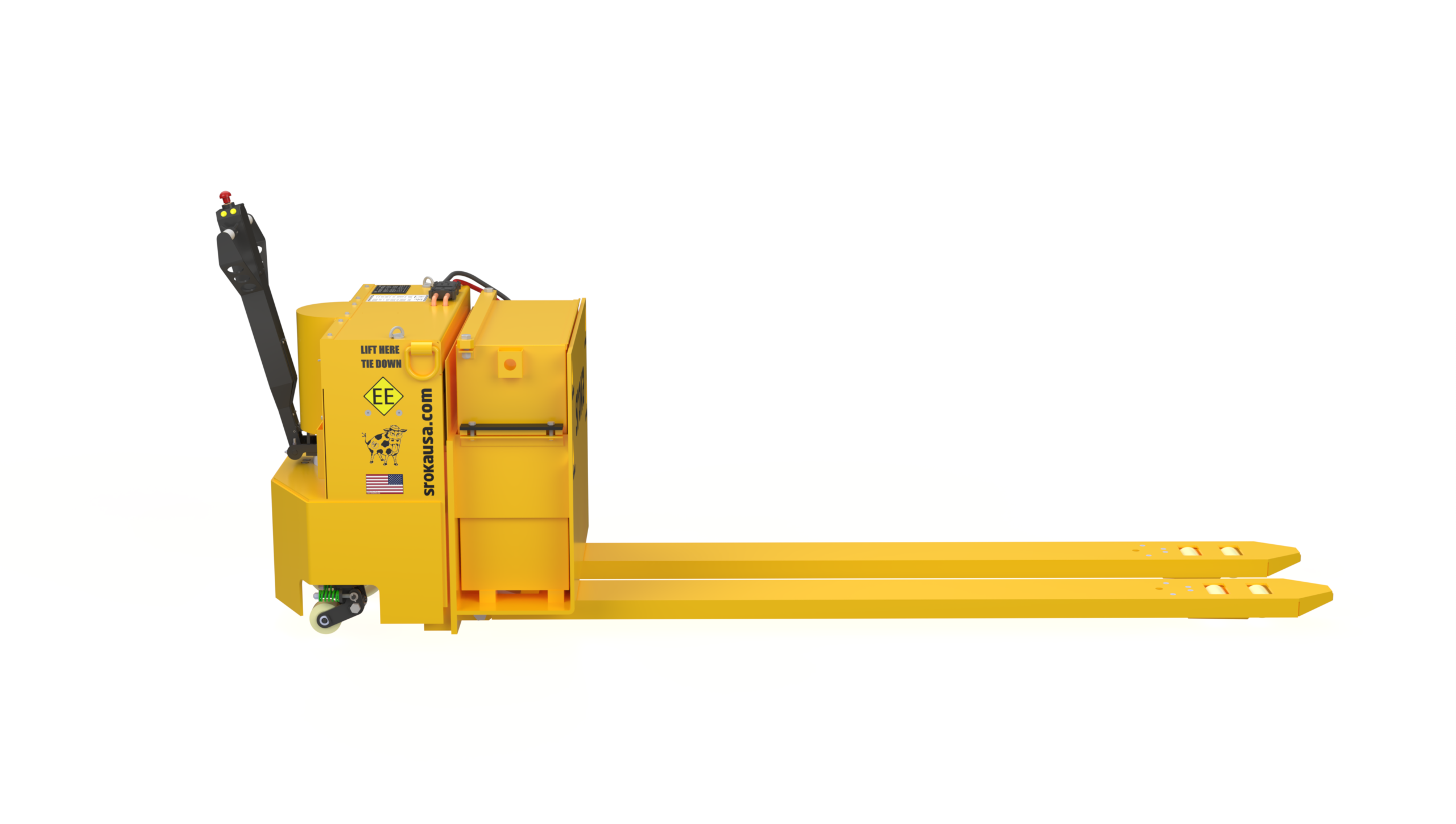 EPJ-USN-100-EE 10000 lb US Navy Shipboard Use Approved electric pallet truck side view with AC drive and single-drive configuration