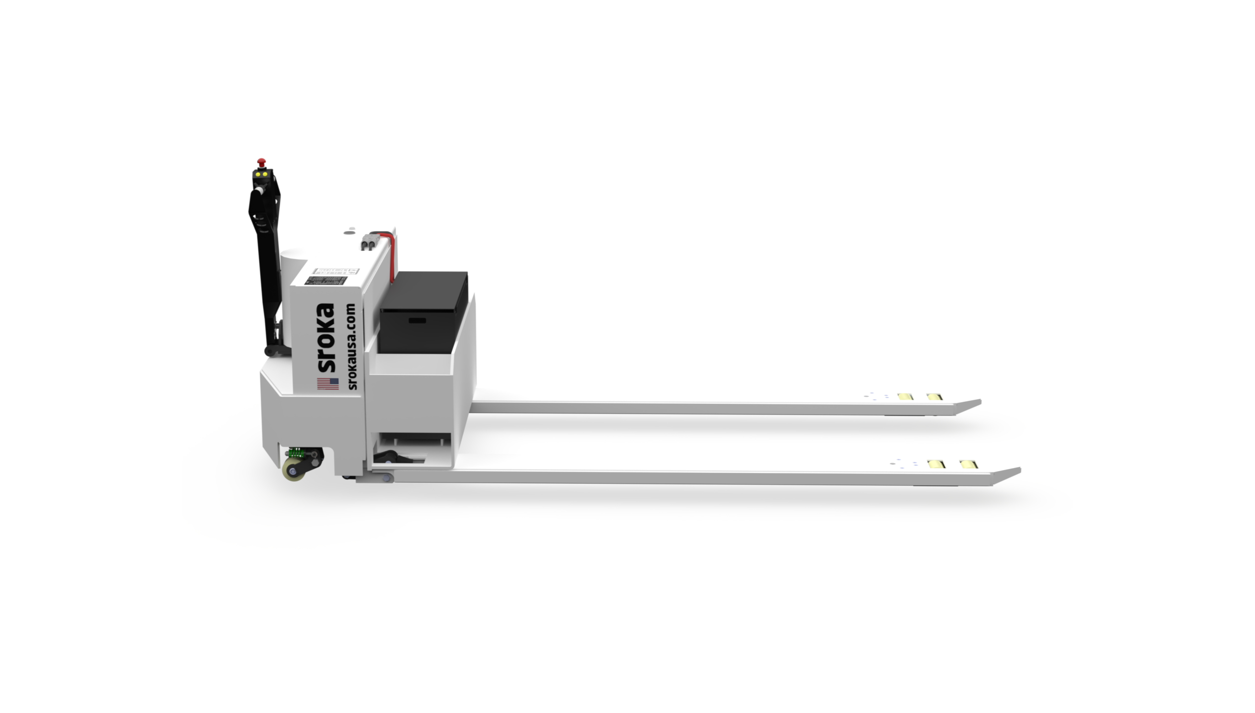 LWP-HD-100-E 10000 lb 463L HCU-6/E cargo pallet electric pallet truck side view with AC drive and single-drive configuration