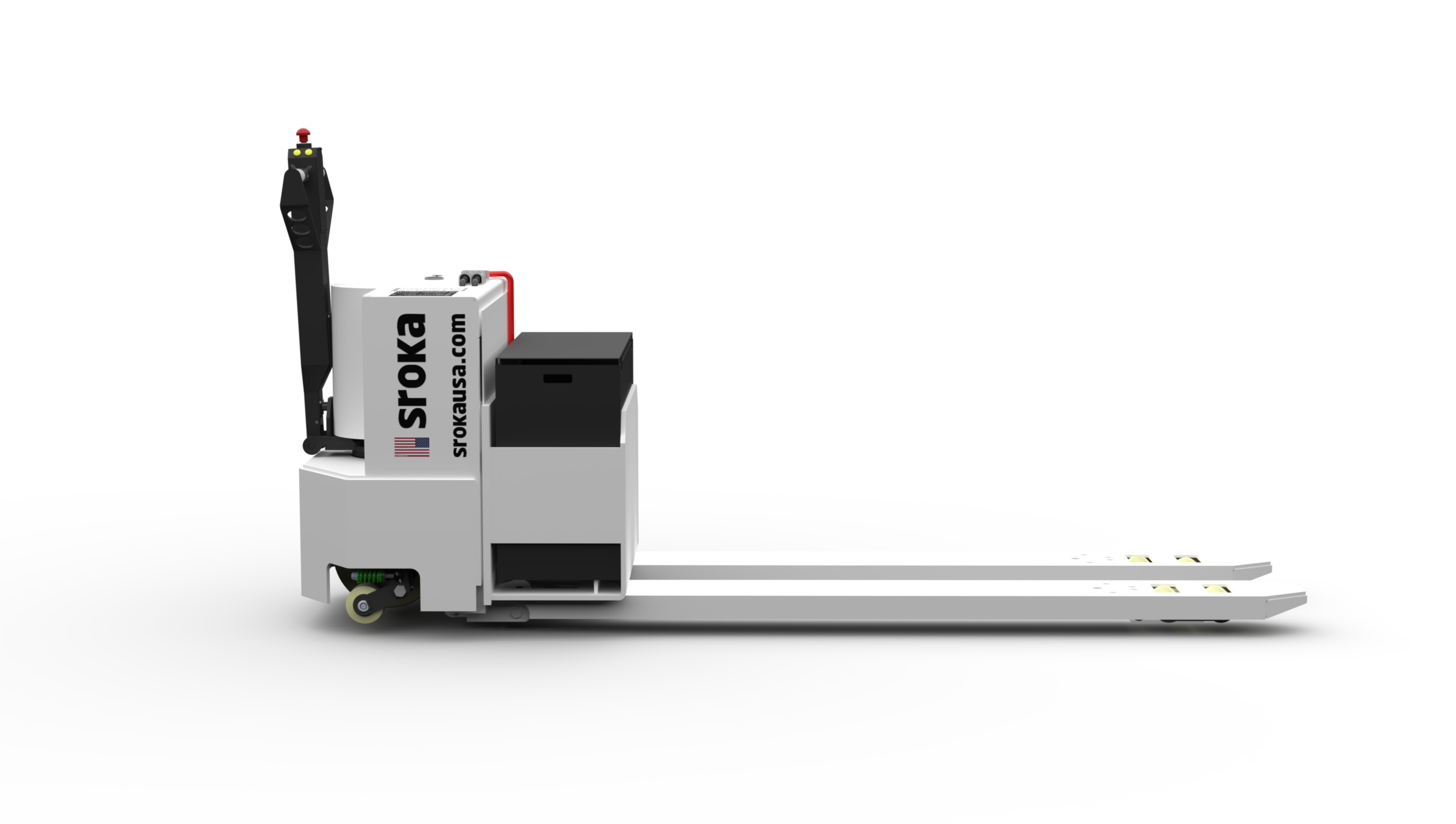 LWP-120 12,000 lb electric pallet truck side view with AC drive and single-drive configuration