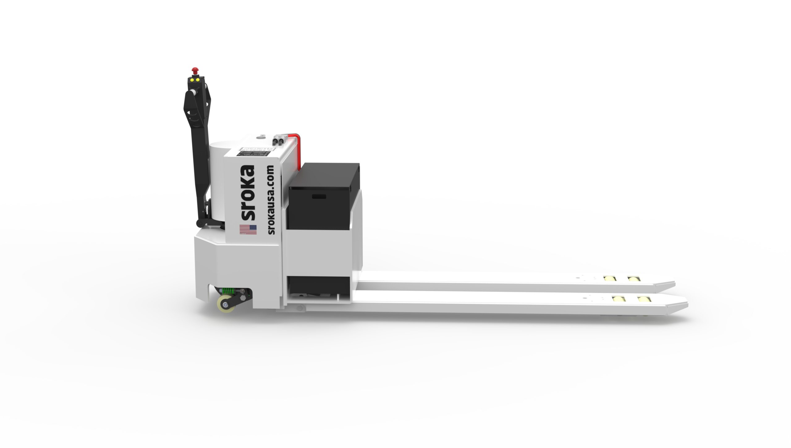 LWP-140 14000 lb electric pallet truck side view with AC drive and single-drive configuration