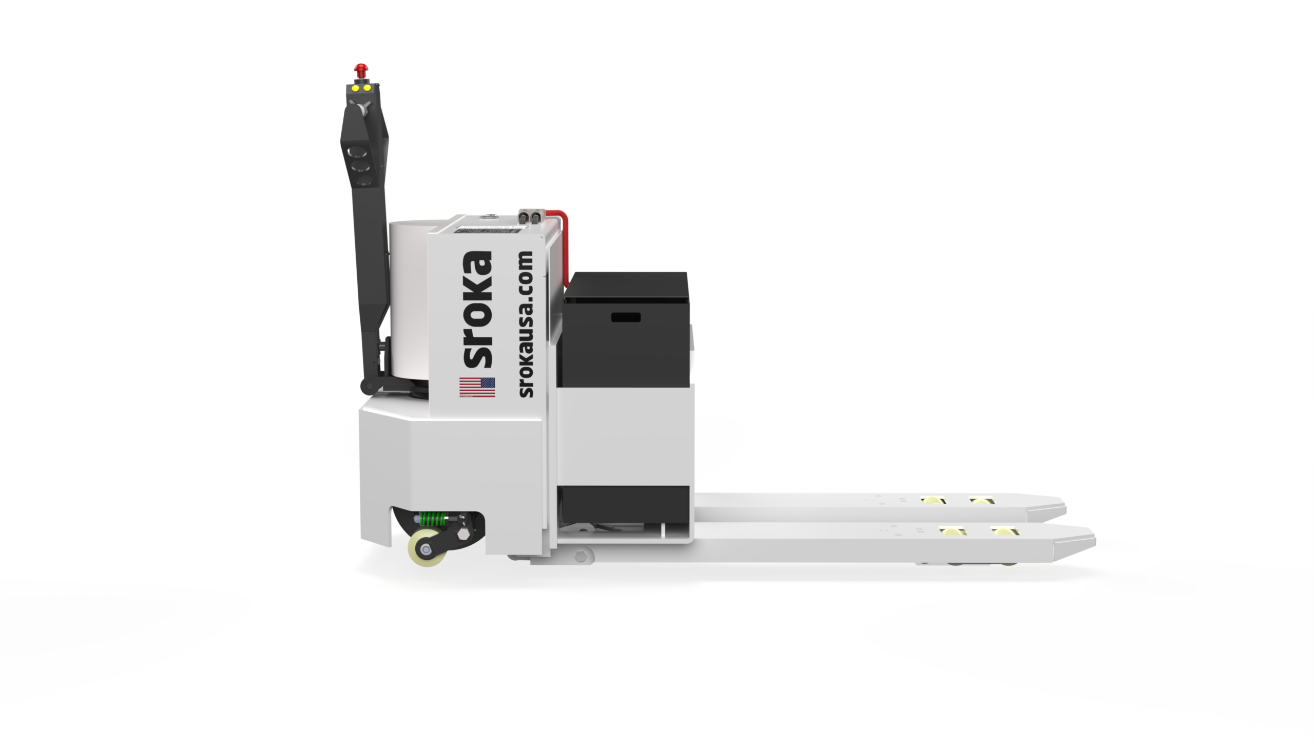 LWP-80 8000 lb electric pallet truck side view with AC drive and single-drive configuration